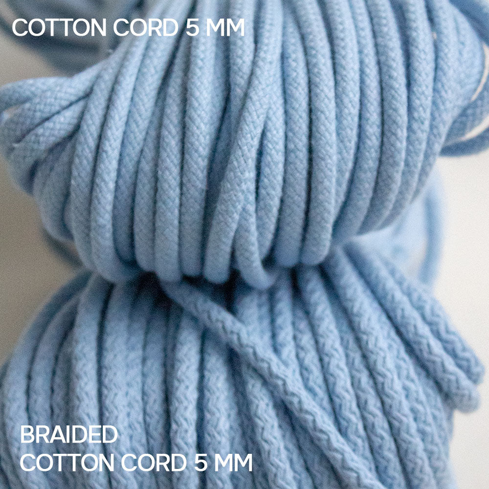 Cotton Cord 5 mm, 50 meters. BABY BLUE color