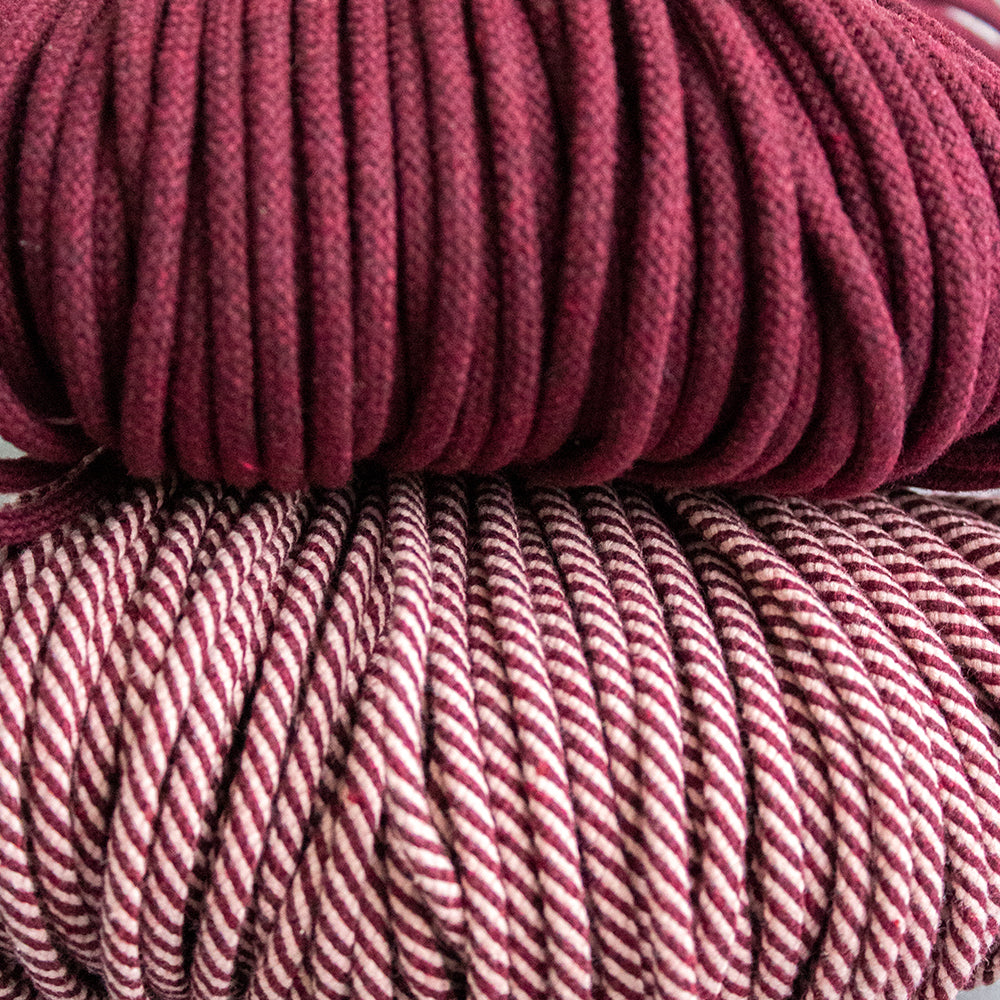 Cotton Cord 5mm, 50 meters. Twisted Maroon and Pink Colors