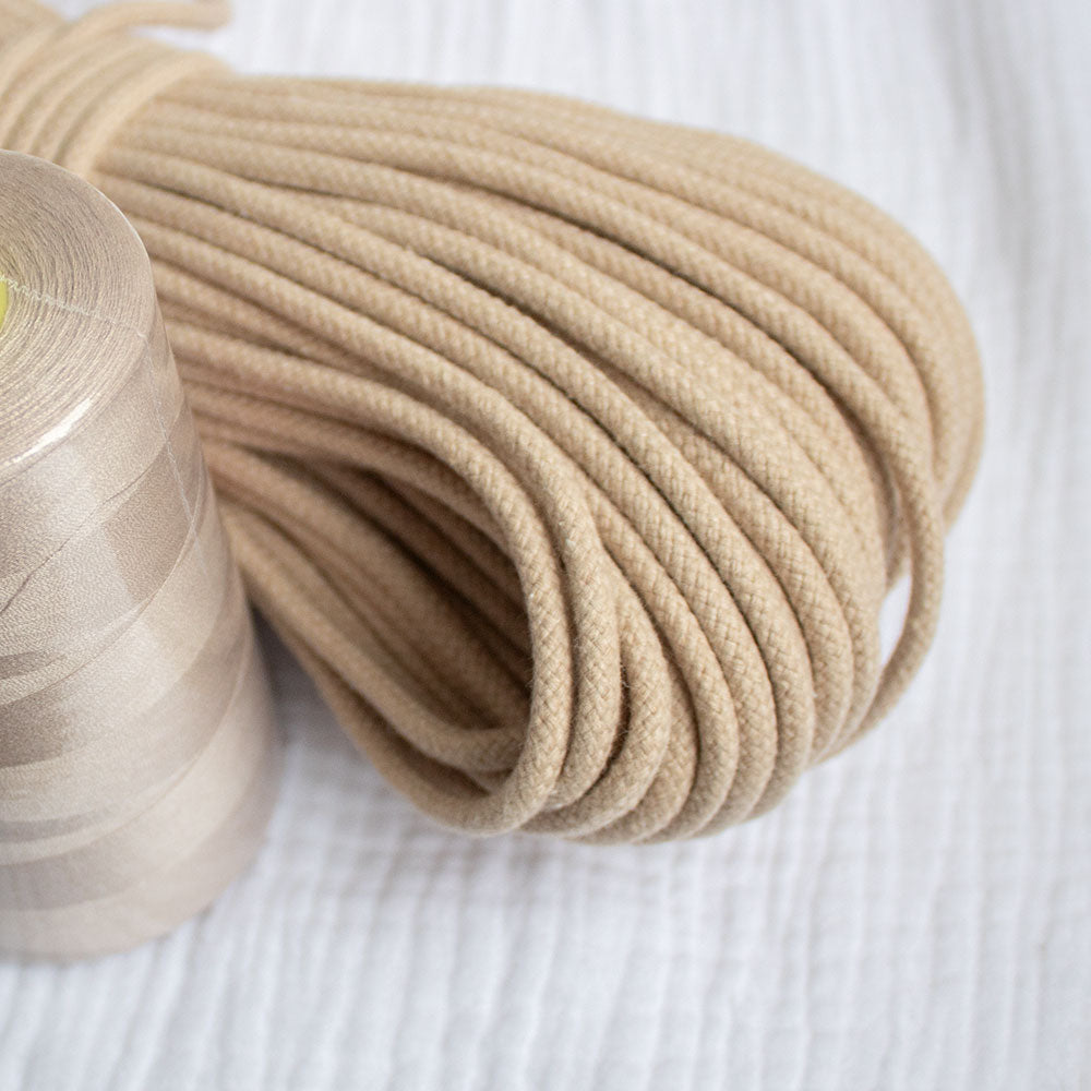 Cotton Cord 5 mm, 50 meters. BEIGE color
