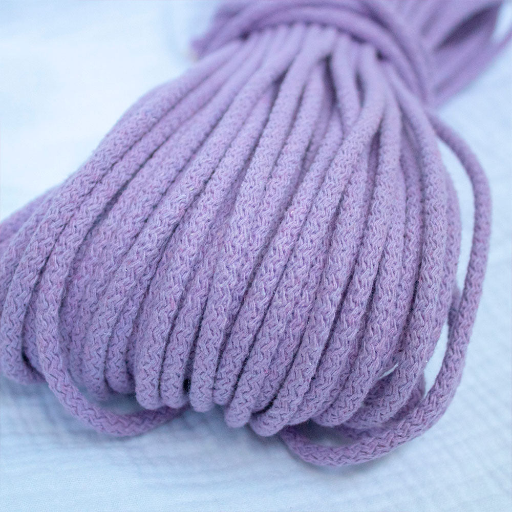 Braided Cotton Cord 5.5 mm, 50 meters. LILAC color