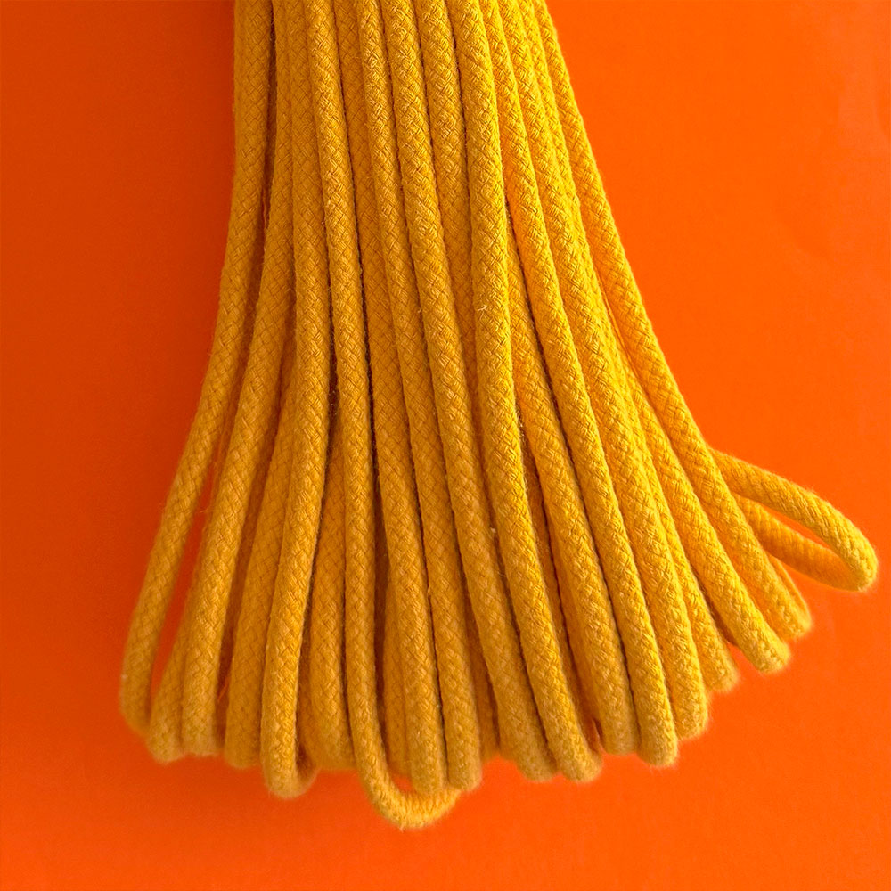 Cotton Cord 5 mm, 50 meters. YELLOW color