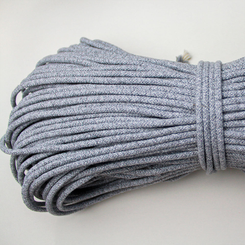 Cotton Cord 5mm, 50 meters. MELANGE dark gray and light gray