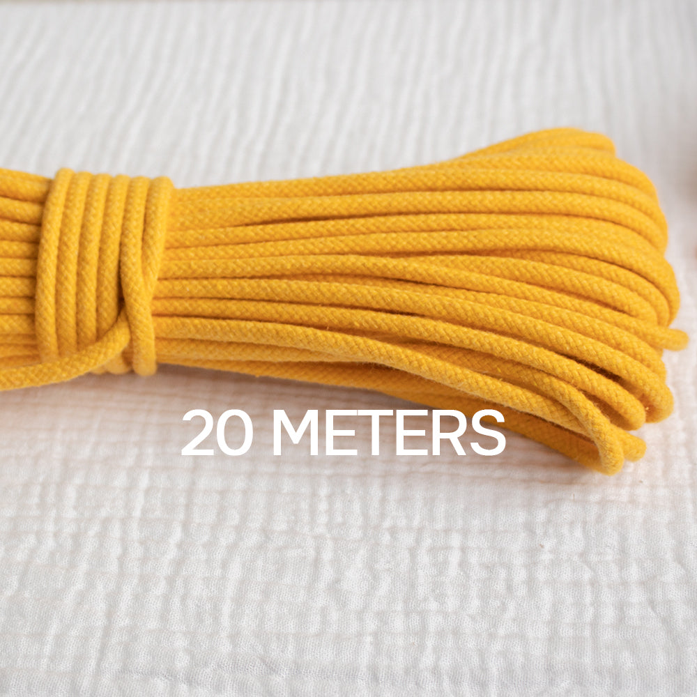 Cotton Cord 5 mm, 20 meters. YELLOW color