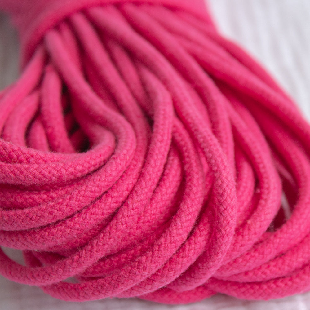 Cotton Cord 5mm, 50 meters. FUCHSIE color