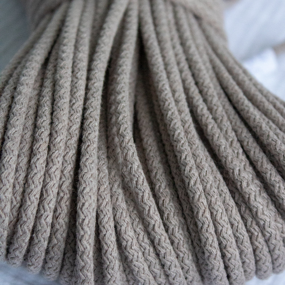 Braided Cotton Cord 5.5 mm, 50 meters LATTE color