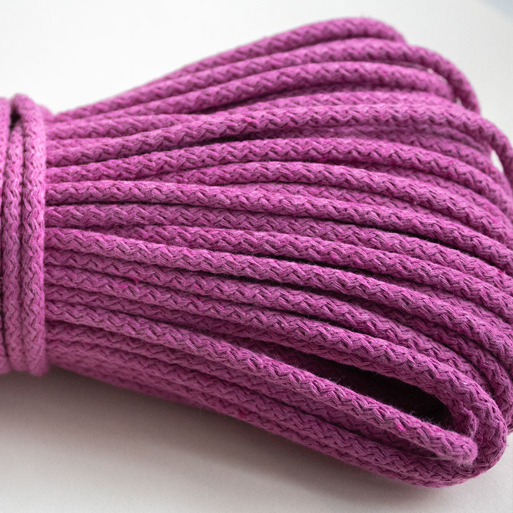 Braided Cotton Cord 5.5 mm, 50 meters ORCHID color