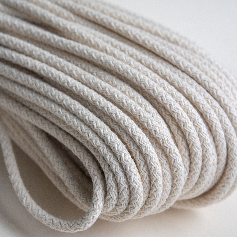 Braided Cotton Cord 5.5 mm, 50 meters NATURAL color
