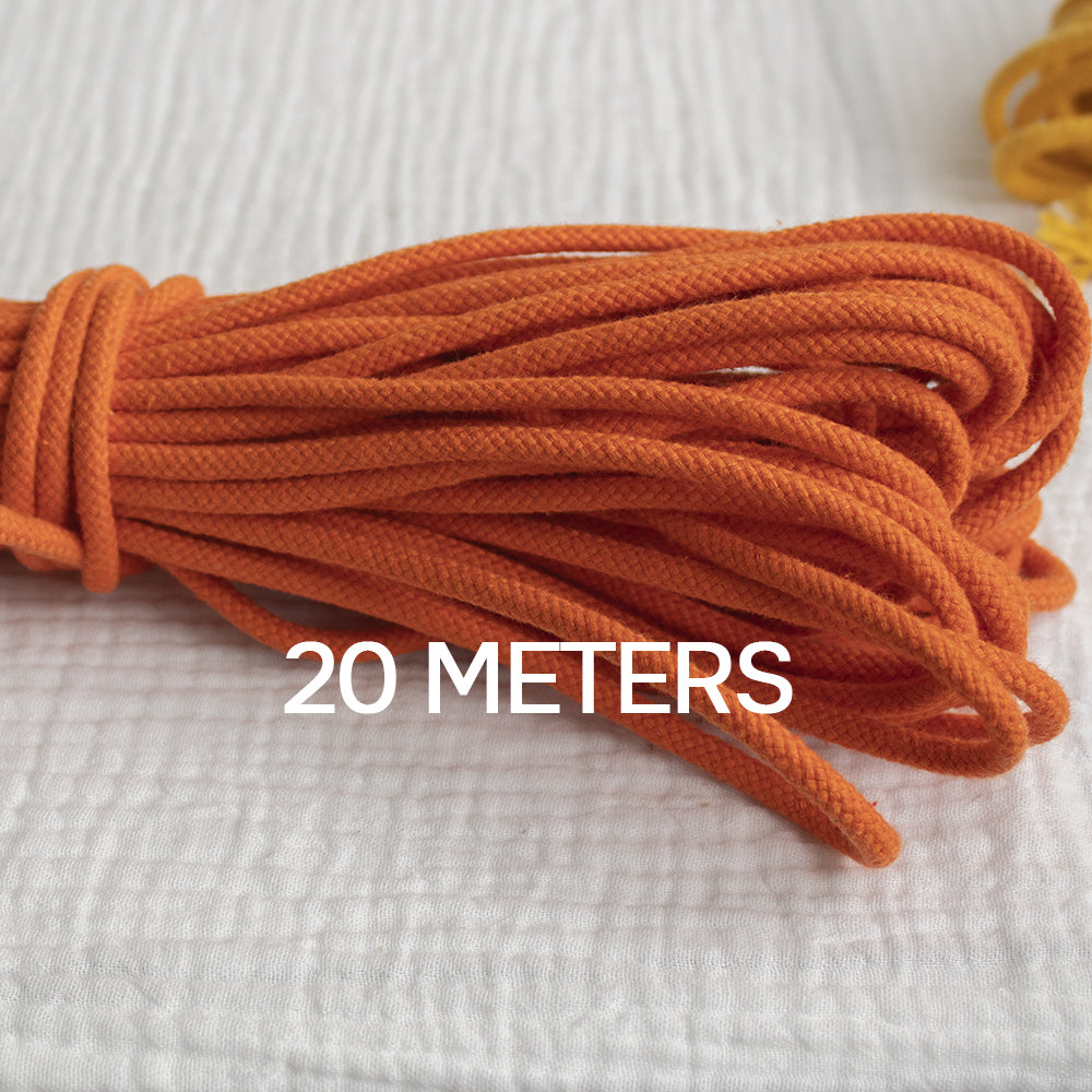 Cotton Cord 5 mm, 20 meters. ORANGE color