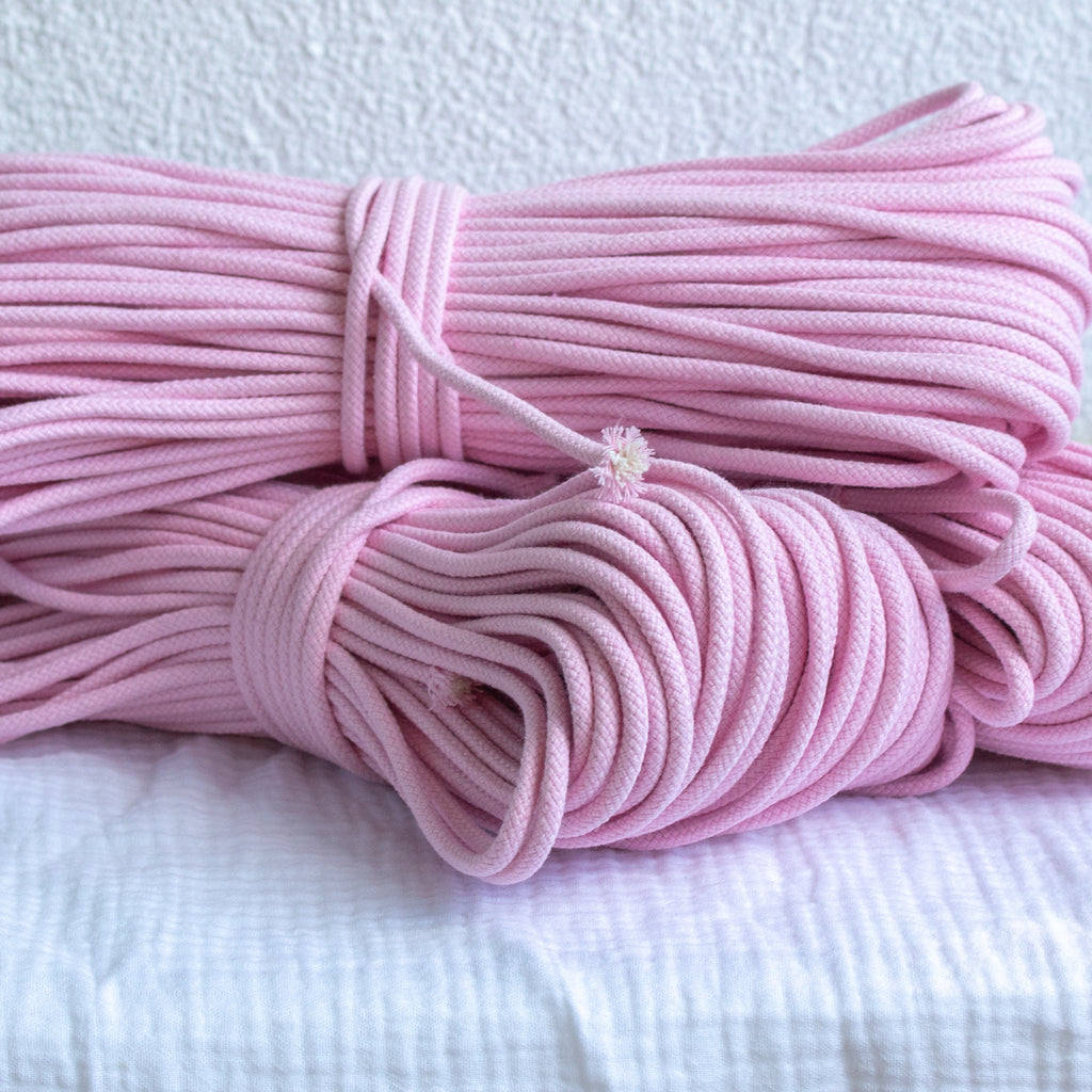 Cotton Cord 5 mm, 50 meters. Pink color