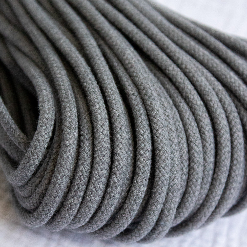 Cotton Cord 5mm, 50 meters. DARK GRAY color