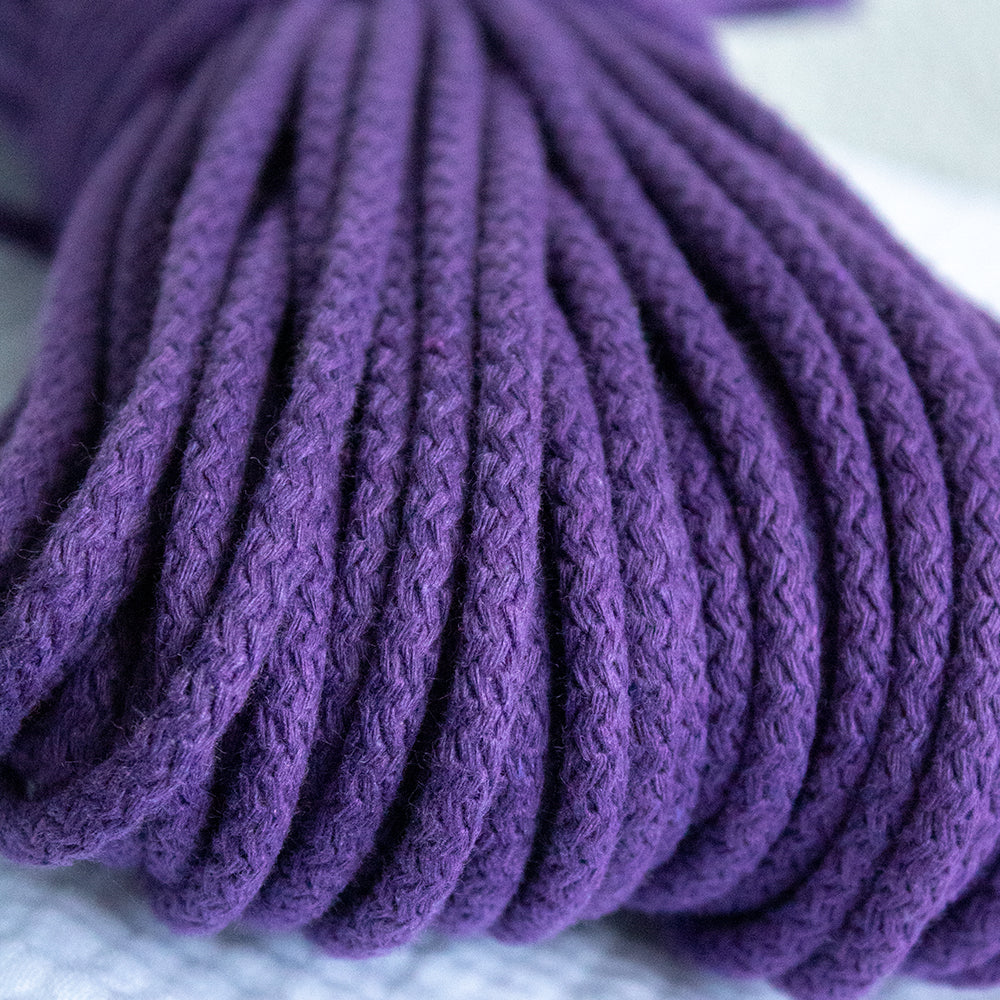 Braided Cotton Cord 5.5 mm, 50 meters. PURPLE color
