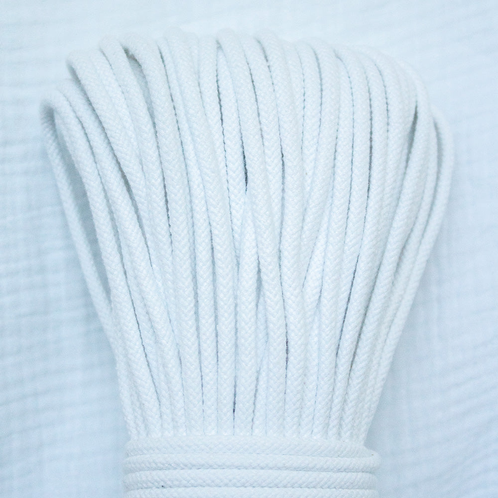 Cotton Cord 5mm, 50 meters. WHITE color