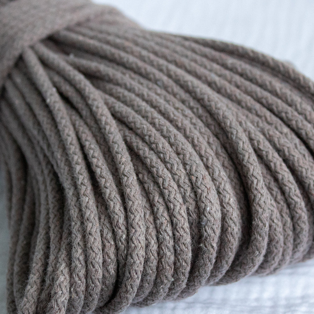 Braided Cotton Cord 5.5 mm, 50 meters TAUPE color