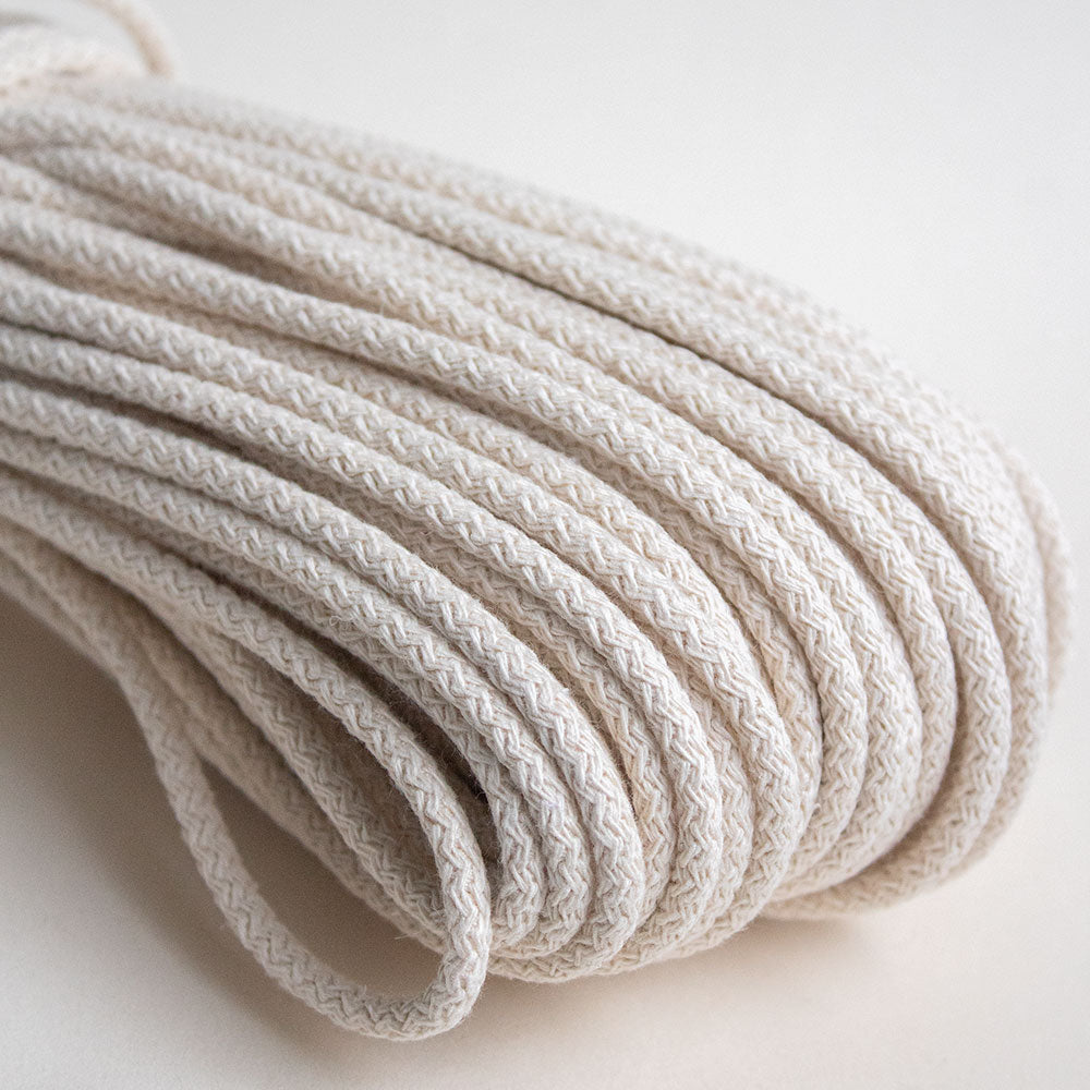 Braided Cotton Cord 5.5 mm, 50 meters NATURAL color