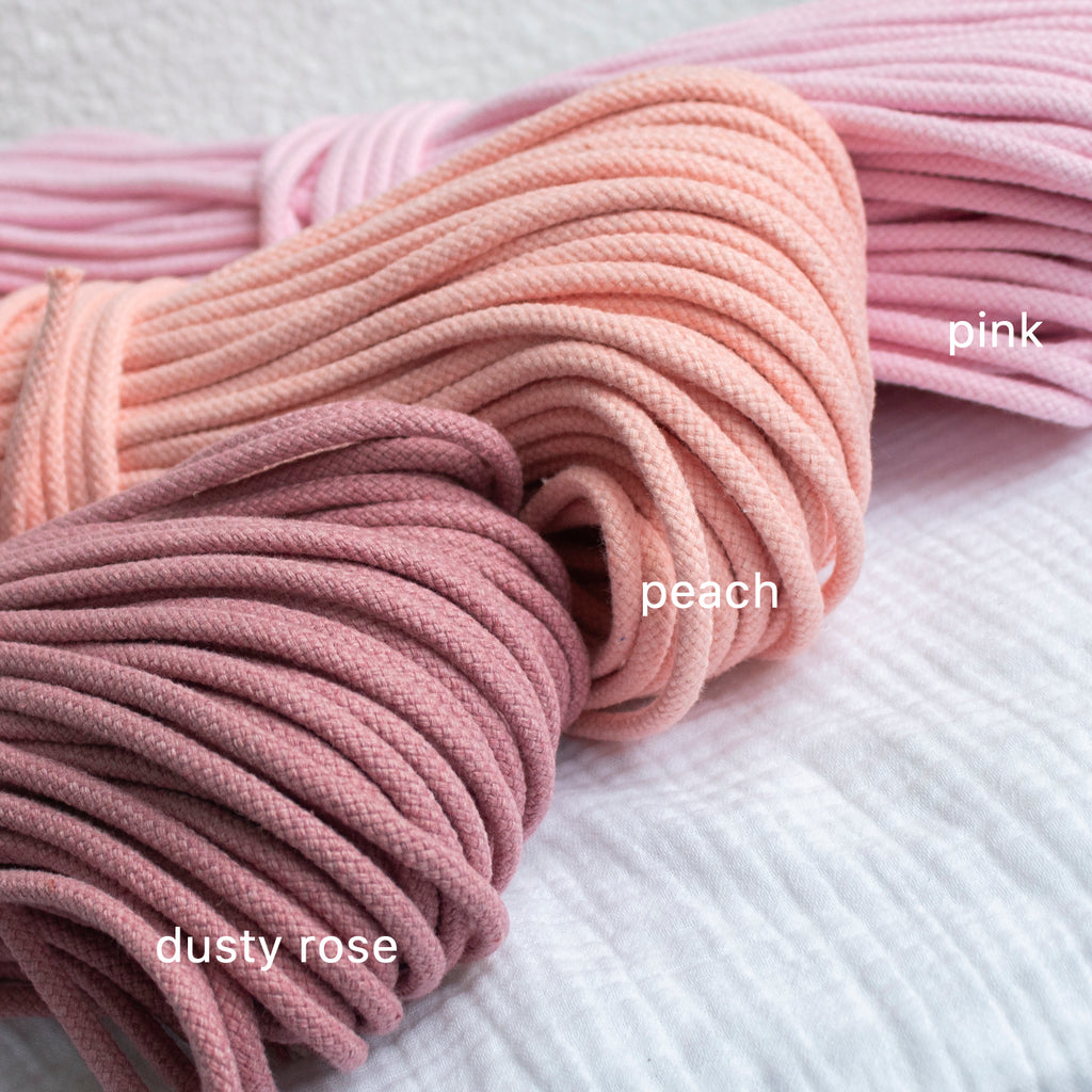 Cotton Cord 5 mm, 50 meters. Dusty Rose color