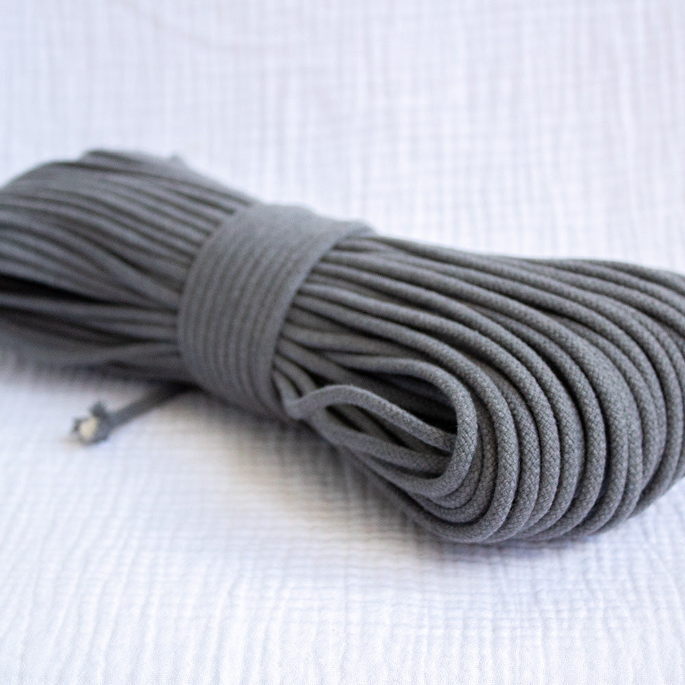 Cotton Cord 5mm, 50 meters. DARK GRAY color