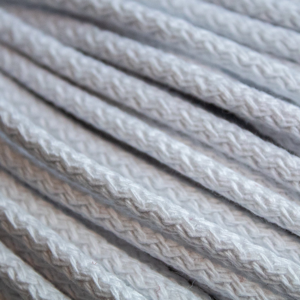 Braided Cotton Cord 5.5 mm, 50 meters WHITE color