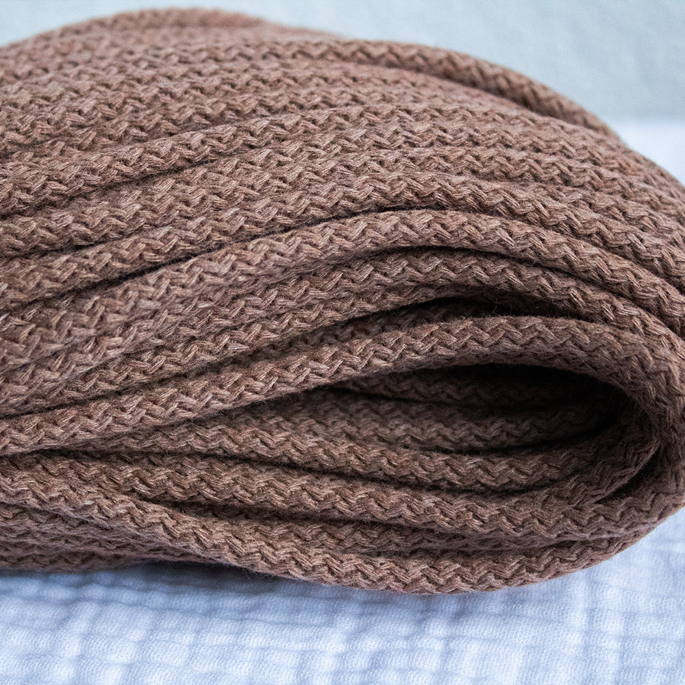 Braided Cotton Cord 5.5 mm, 50 meters CARAMEL color