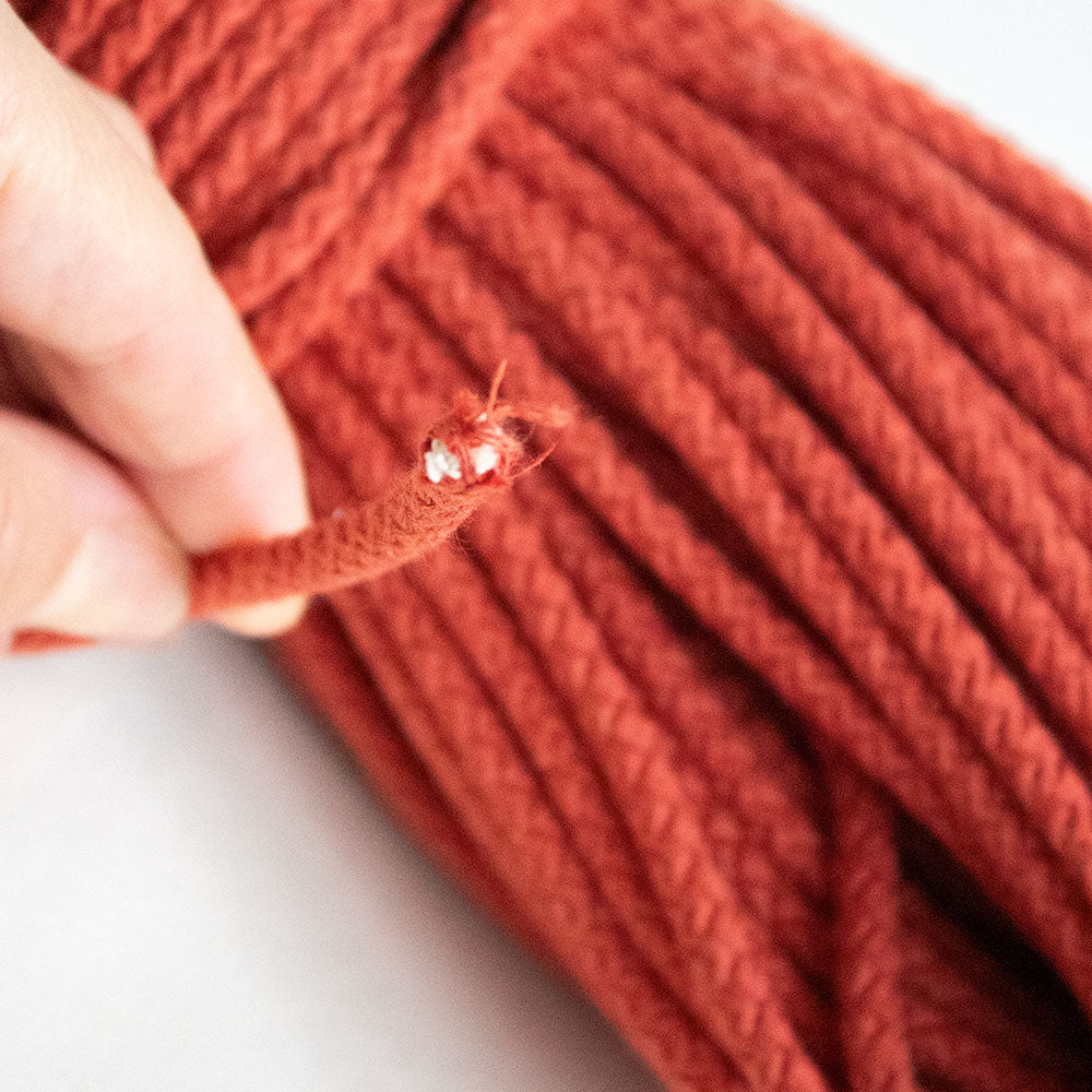 Braided Cotton Cord 5.5 mm, 50 meters CARAMEL color