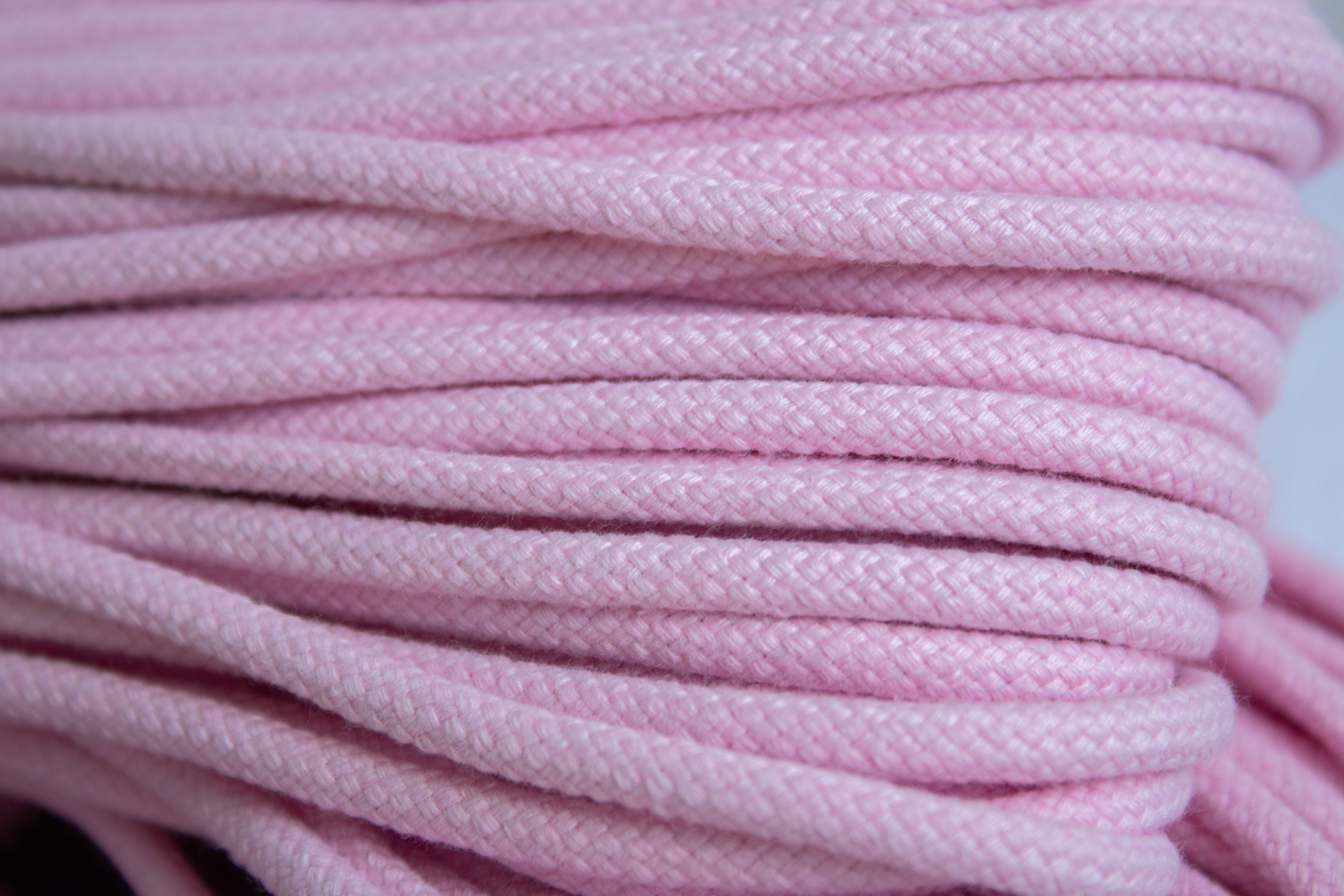 Cotton Cord 5 mm, 50 meters. Pink color