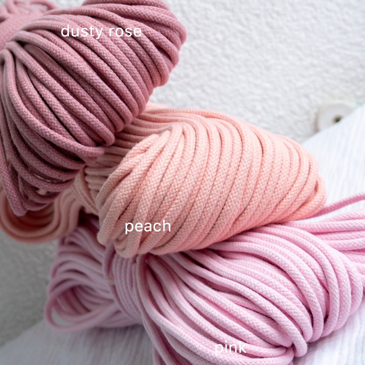 Cotton Cord 5 mm, 50 meters. Dusty Rose color