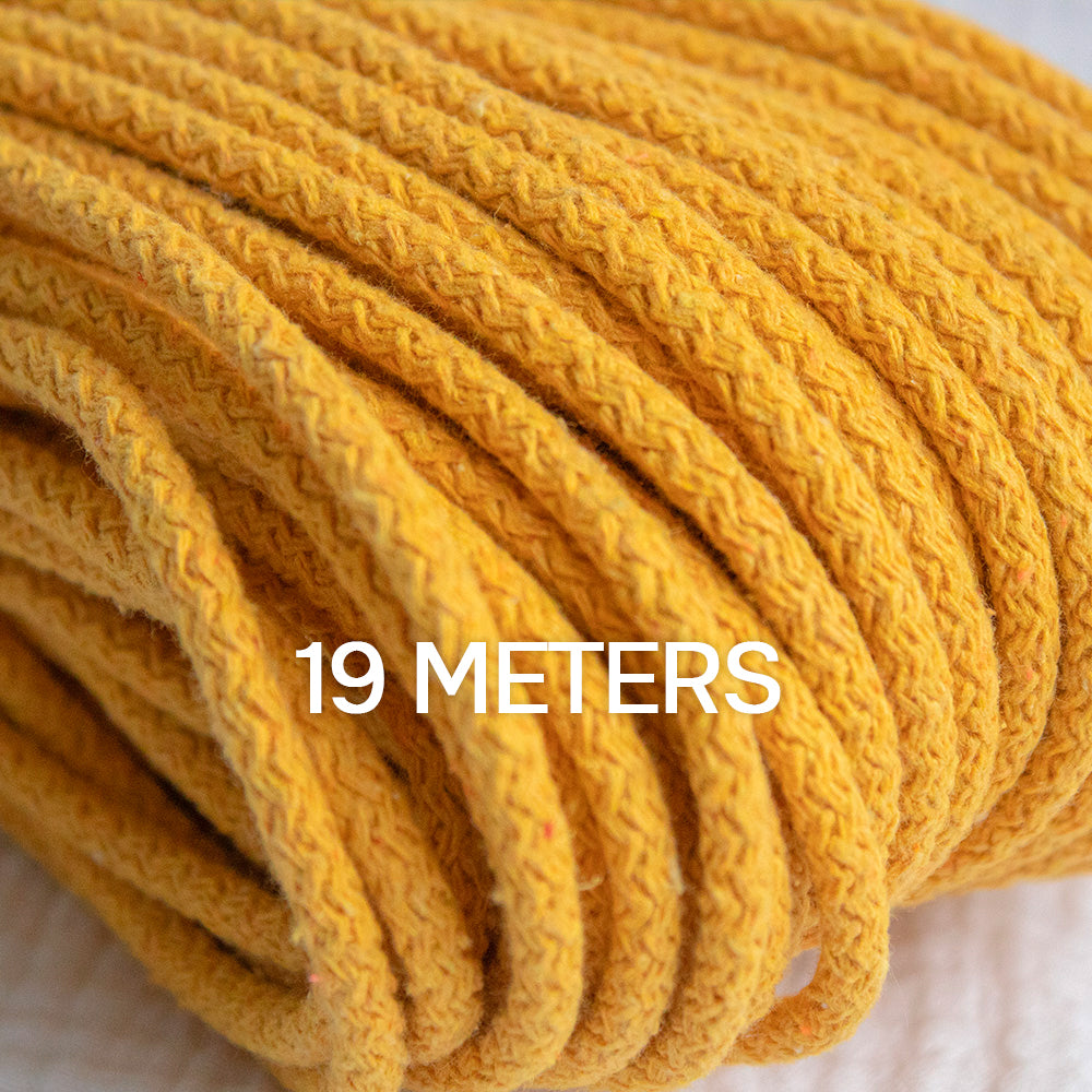 Braided Cotton Cord 5.5 mm, 19 meters MUSTARD color