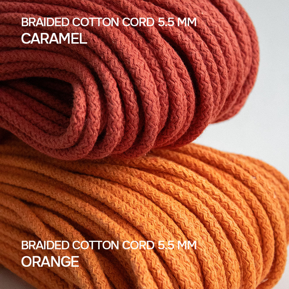 Braided Cotton Cord 5.5 mm, 50 meters ORANGE color