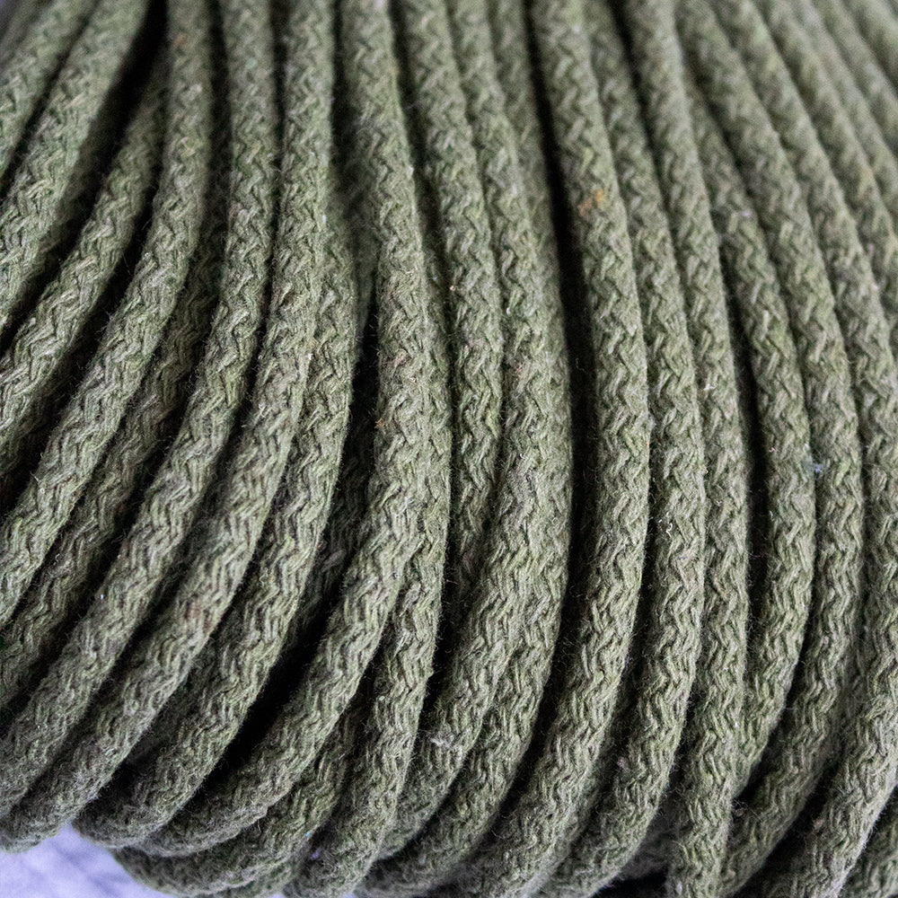 Braided Cotton Cord 5.5 mm, 50 meters Khaki color