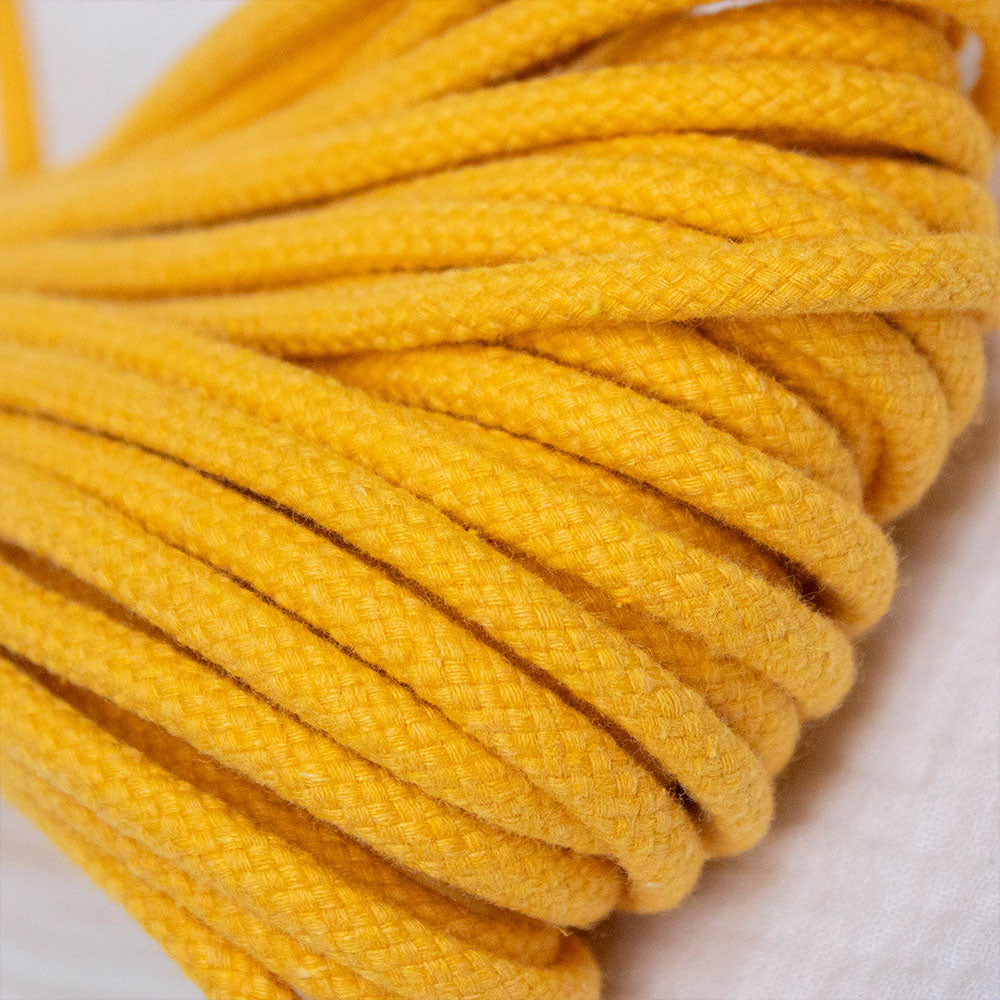 Cotton Cord 5 mm, 50 meters. YELLOW color
