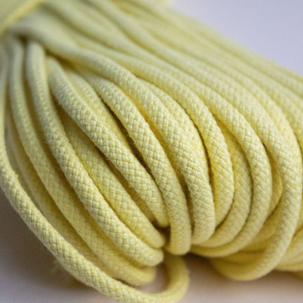 Cotton Cord 5 mm, 50 meters. LIGHT YELLOW color