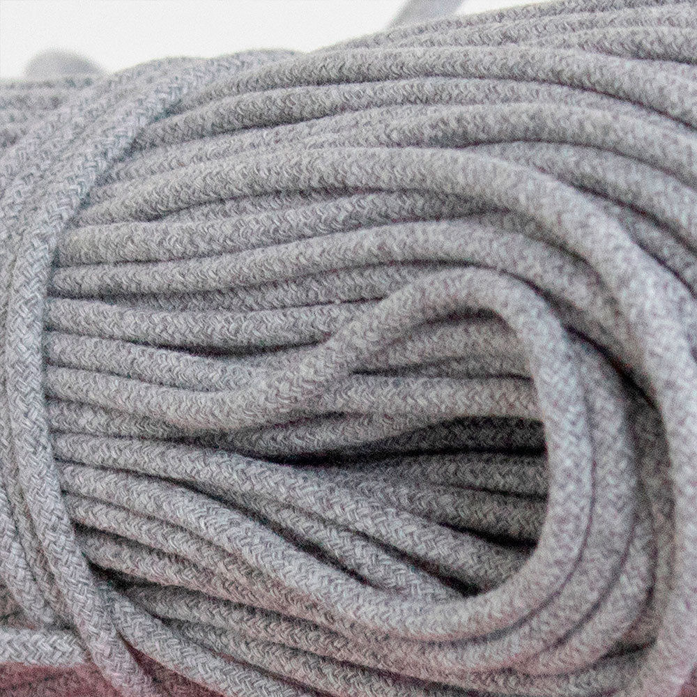 Cotton Cord 5mm, 50 meters. MELANGE dark gray and light gray