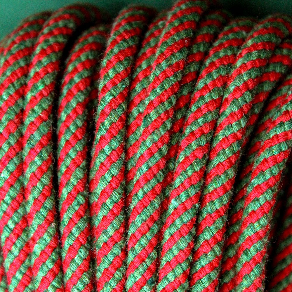 Cotton Cord 5 mm, 50 meters. Christmas colors, twisted