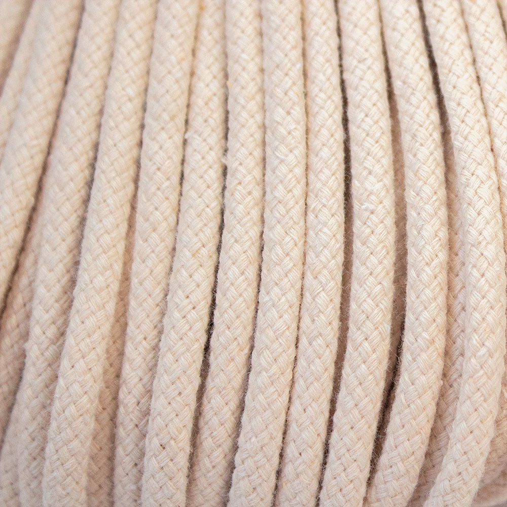 Cotton Cord 5mm, 50 meters. NATURAL  (Ecru White) color
