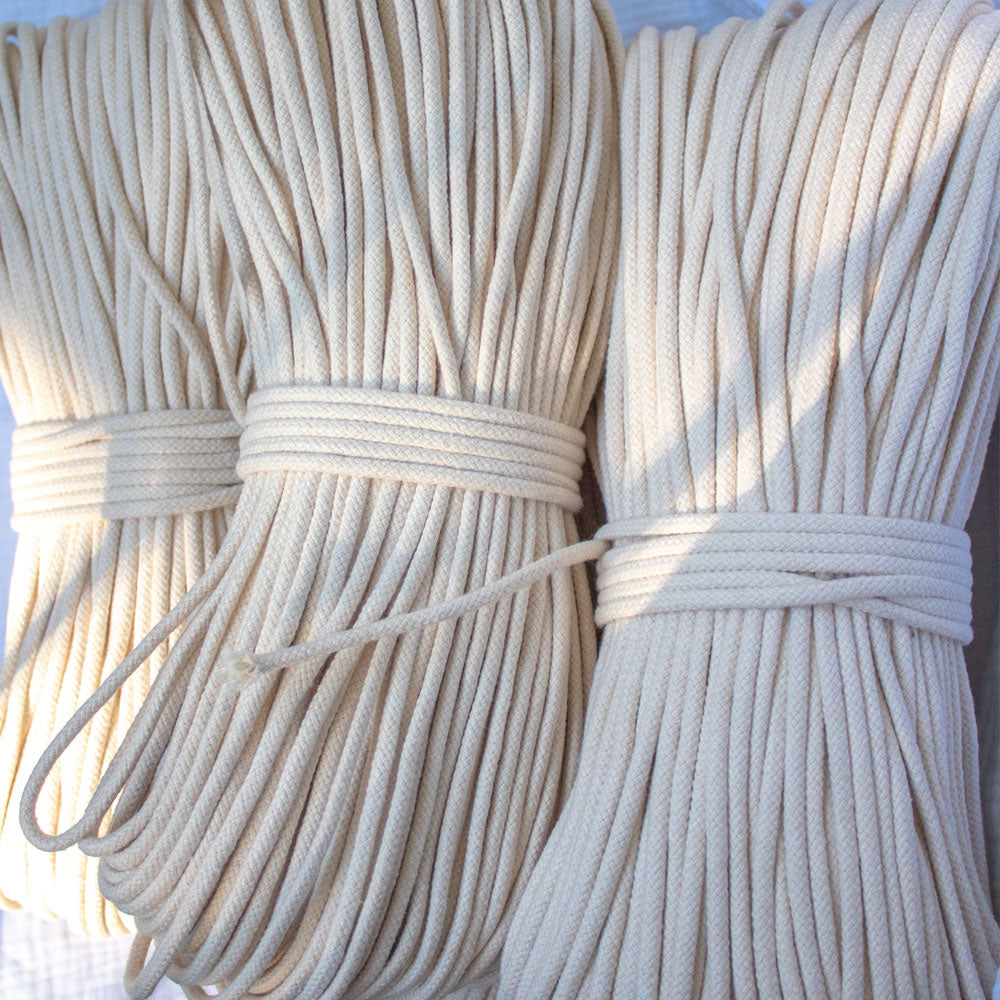 Cotton Cord 5mm, 50 meters. NATURAL  (Ecru White) color